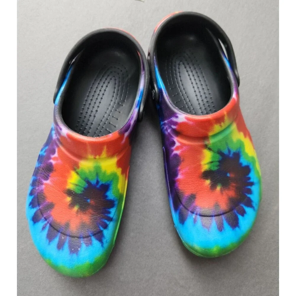 Crocs Bistro Clogs Mens 11 Tie Dye Groovy Non Slip Pride Work  Shoe Restaurant